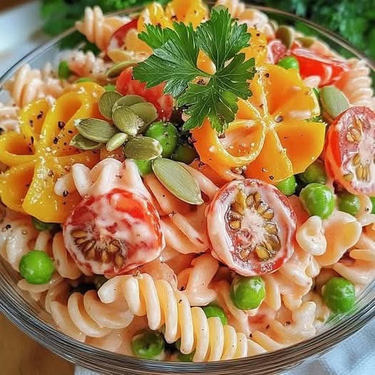 Mediterranean Creamy Pasta Salad With Crunchy Vegetables 1