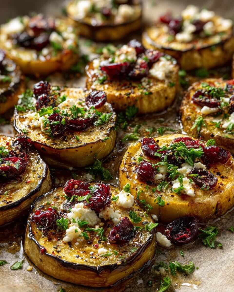 Mediterranean Roasted Eggplant Rounds with Honey & Cranberries 1