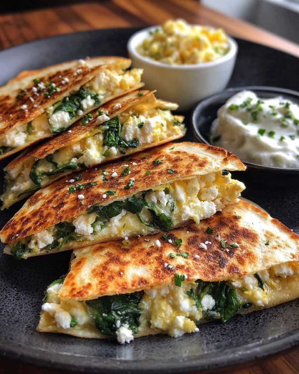 Mediterranean Feta & Spinach Greek-Style Quesadillas 1