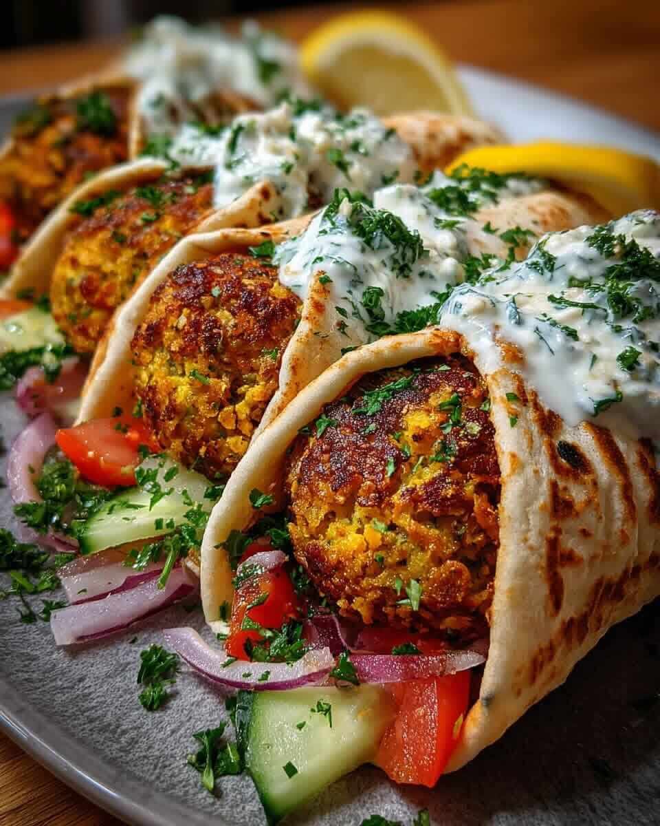 Mediterranean Greek Falafel Wraps with Garlic Yogurt Sauce 1