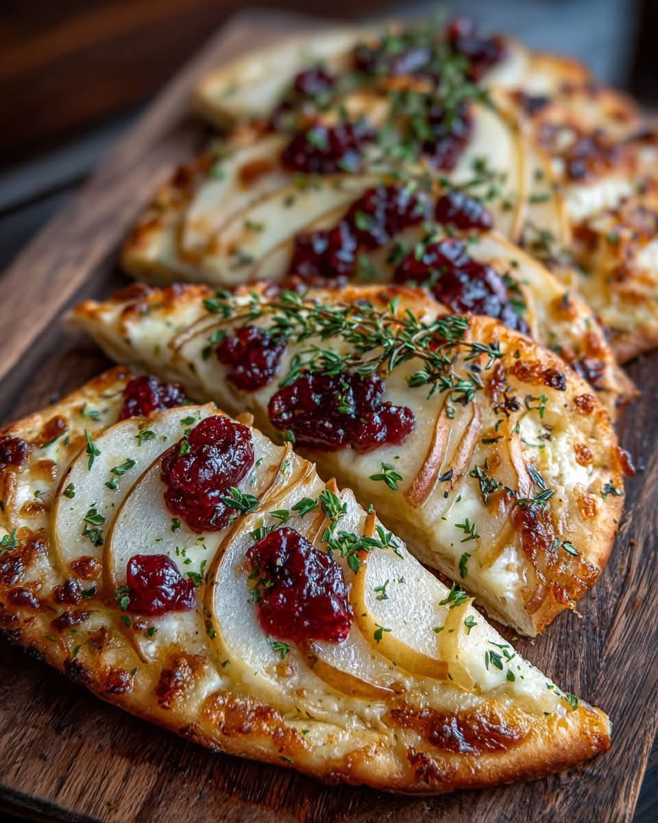 Mediterranean Pear, Brie, and Cranberry Flatbread with Thyme 1