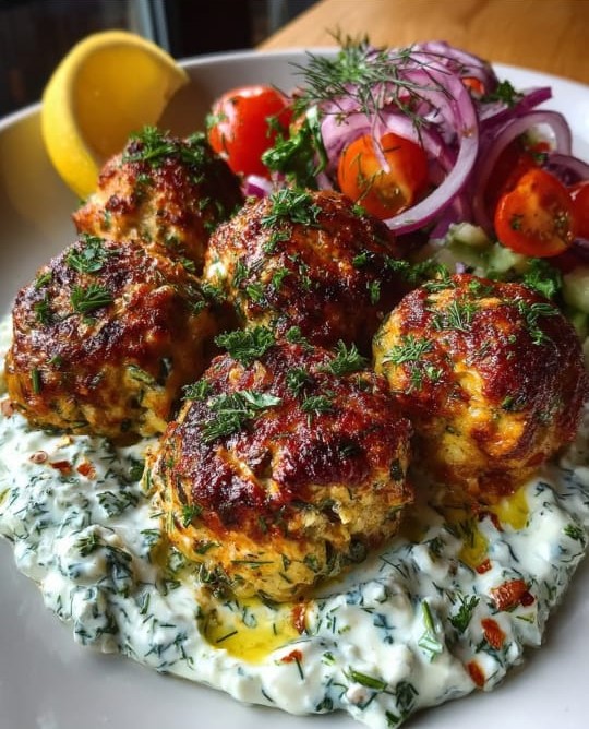 Mediterranean Greek Turkey Meatballs with Tzatziki 1