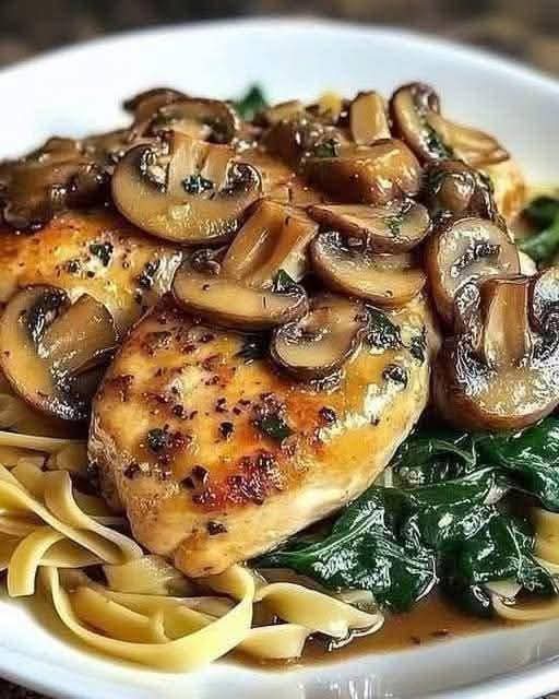 Mediterranean Savory Garlic Mushroom Chicken with Spinach 1