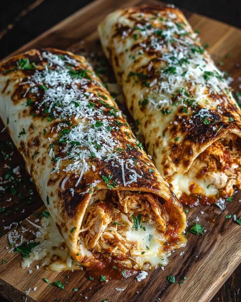 Mediterranean Baked Cheesy Garlic Chicken Wraps 1