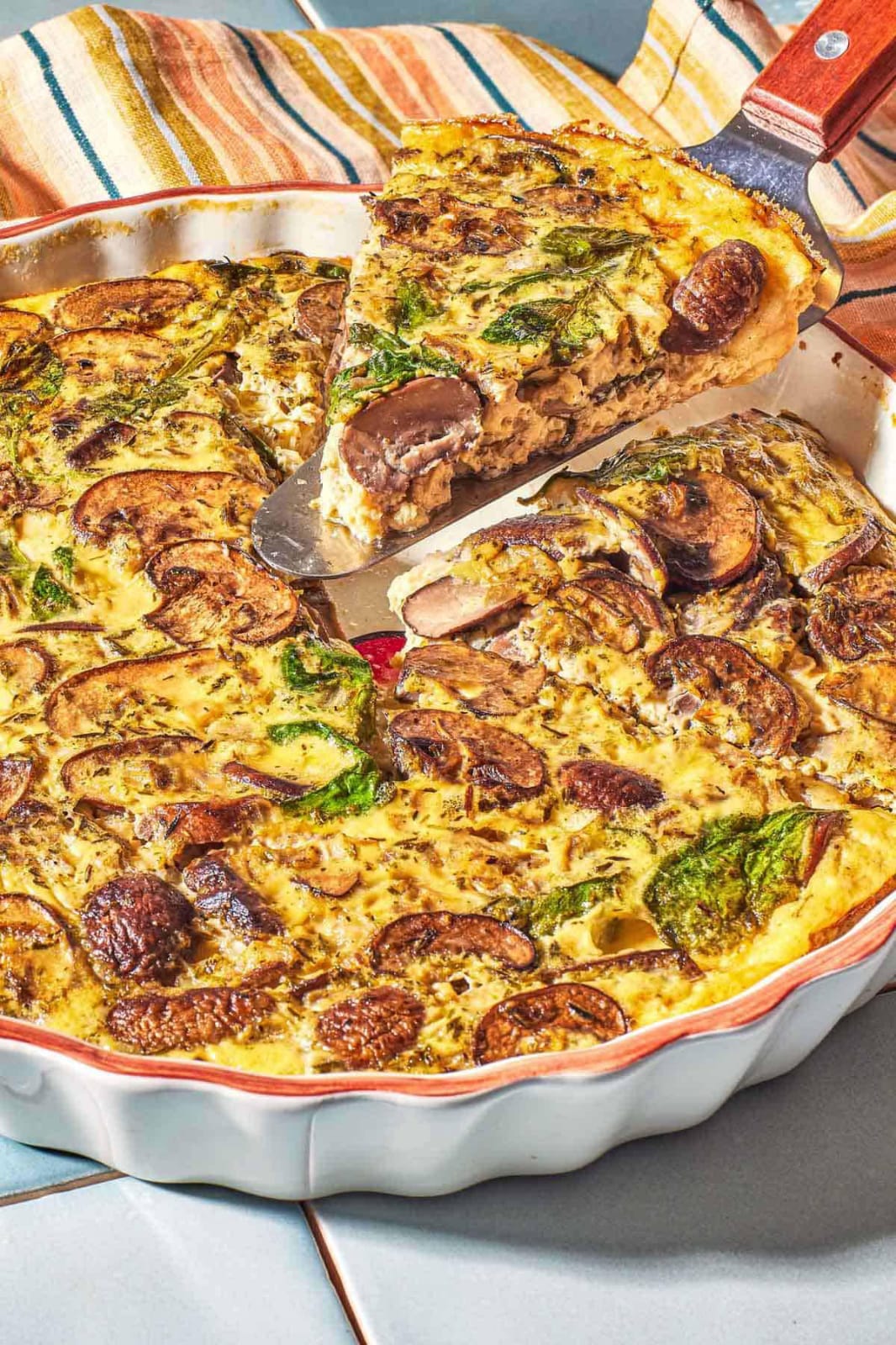 Mediterranean Crustless Quiche with Spinach and Mushrooms 1