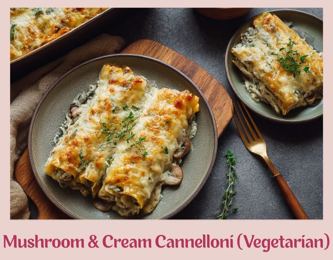 Mediterranean Mushroom & Cream Cannelloni (Vegetarian) 1