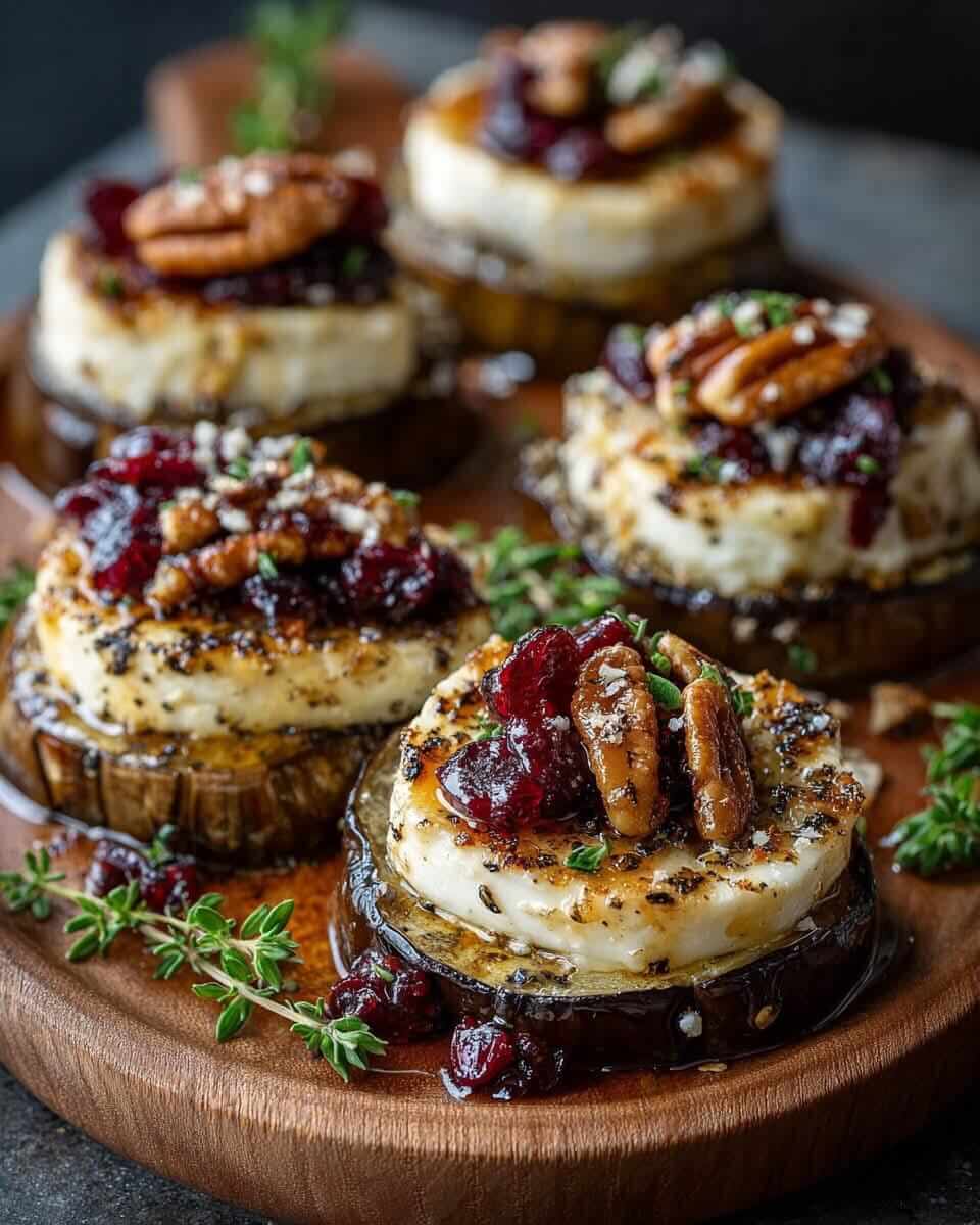 Mediterranean Eggplant Rounds with Brie, Cranberry & Pecans 1
