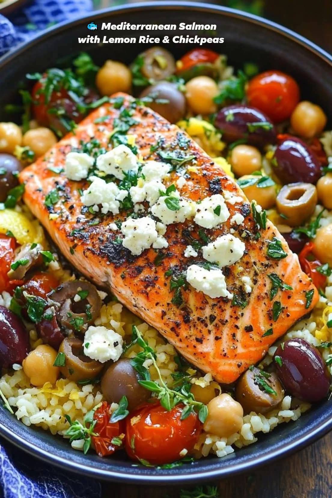 Mediterranean Salmon with Lemon Rice & Chickpeas 1