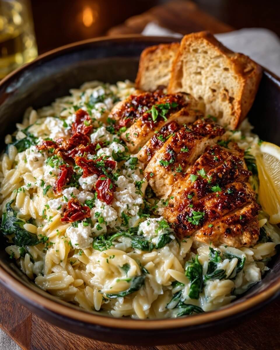 Mediterranean Chicken with Sun-Dried Tomatoes & Orzo 1
