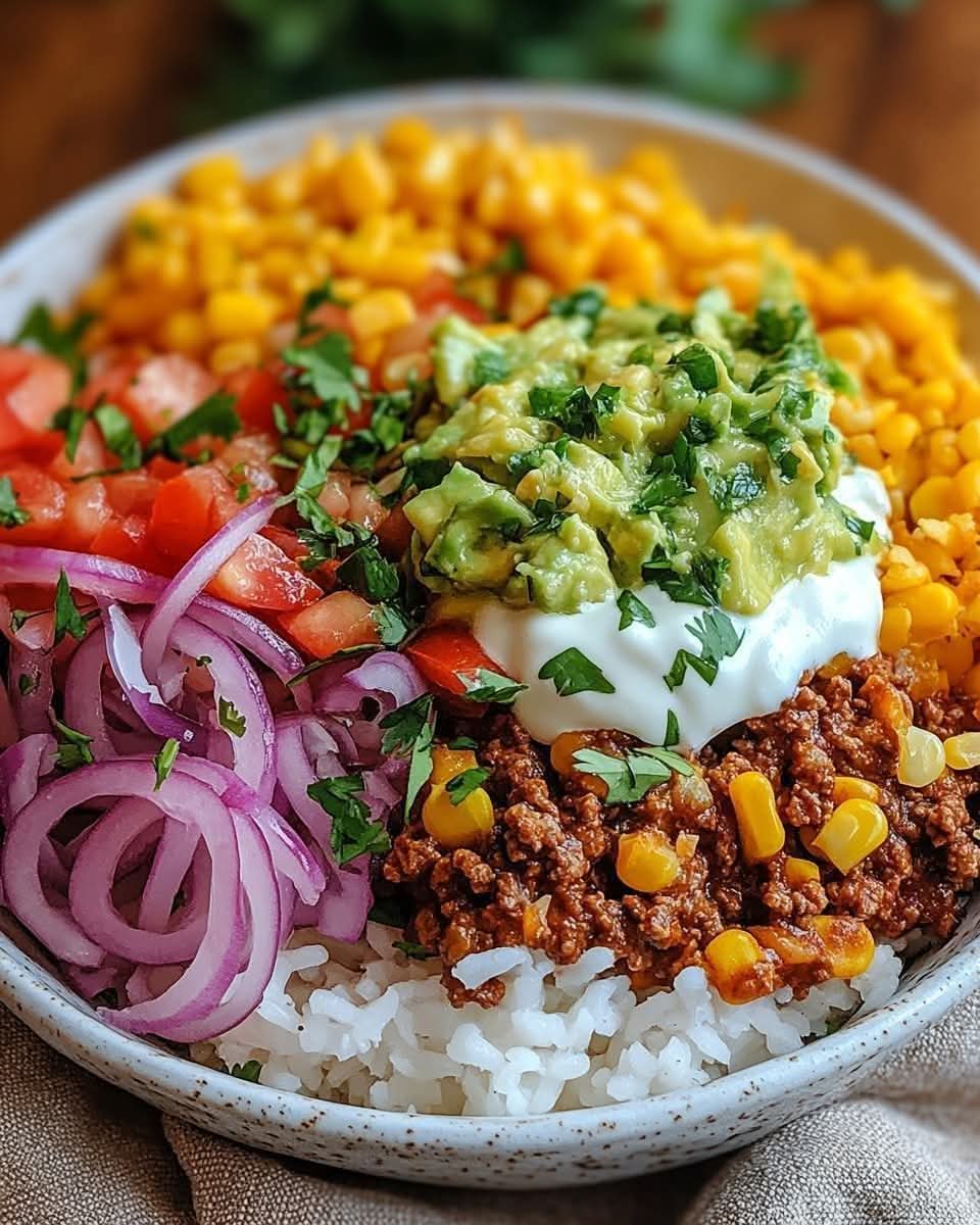 Mediterranean Café-Style Chipotle Taco Bowl with Creamy Avocado Crema and Fire-Roasted Corn 1