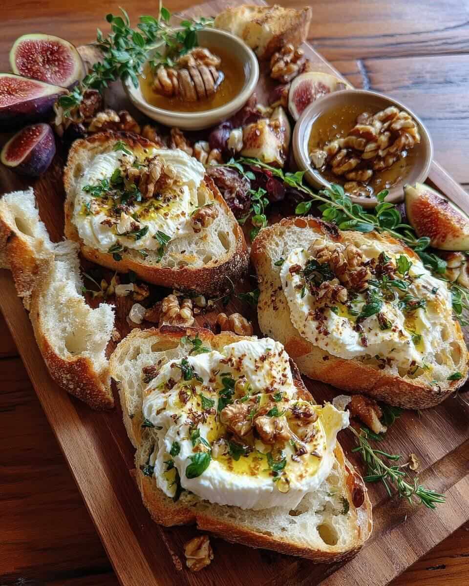 Mediterranean Rustic Bread Board with Hot Honey Ricotta 1