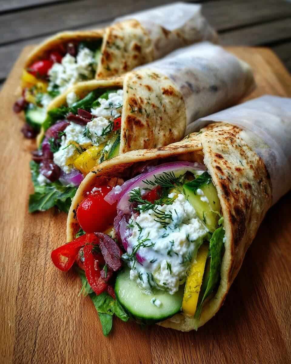 Mediterranean Greek Veggie Wraps with Tzatziki Sauce 1