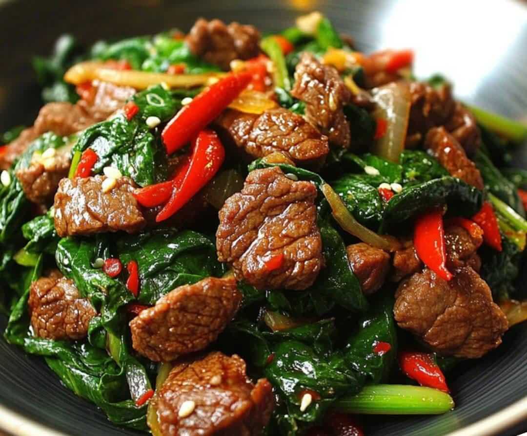 Mediterranean Chili Garlic Beef & Spinach Stir-Fry 1