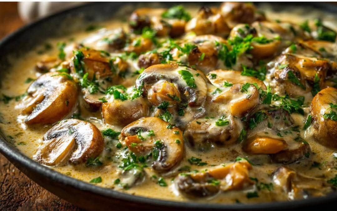 Mediterranean Creamy garlic mushrooms 1
