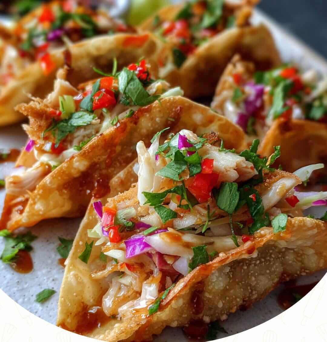 Mediterranean Easy Chicken Wonton Tacos 1