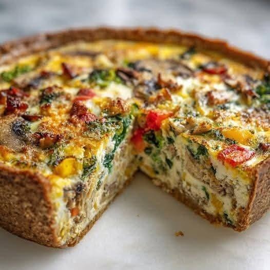 Mediterranean Spinach and Mushroom Quiche 1