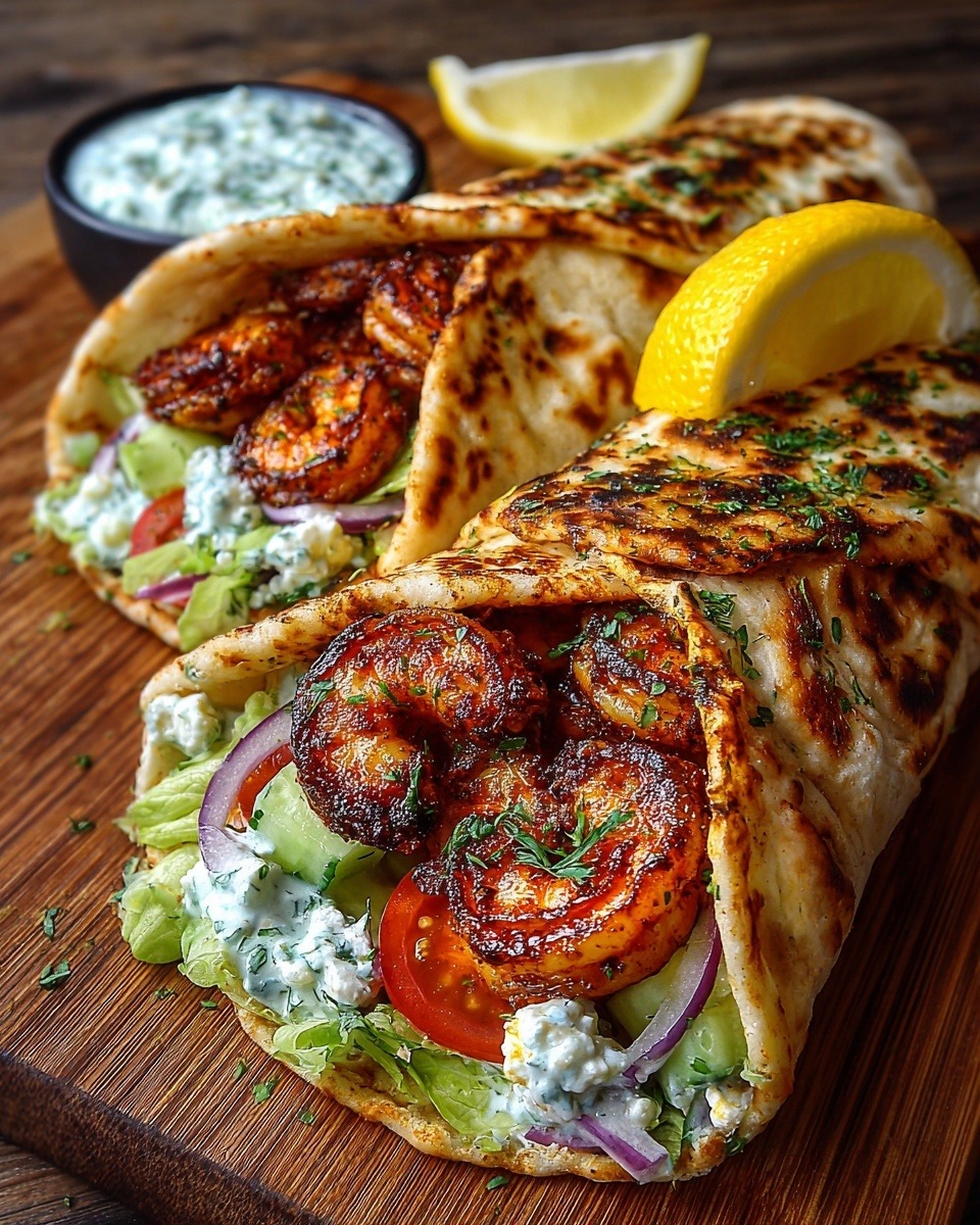 Mediterranean Greek Shrimp Wraps with Garlic Yogurt Sauce 1