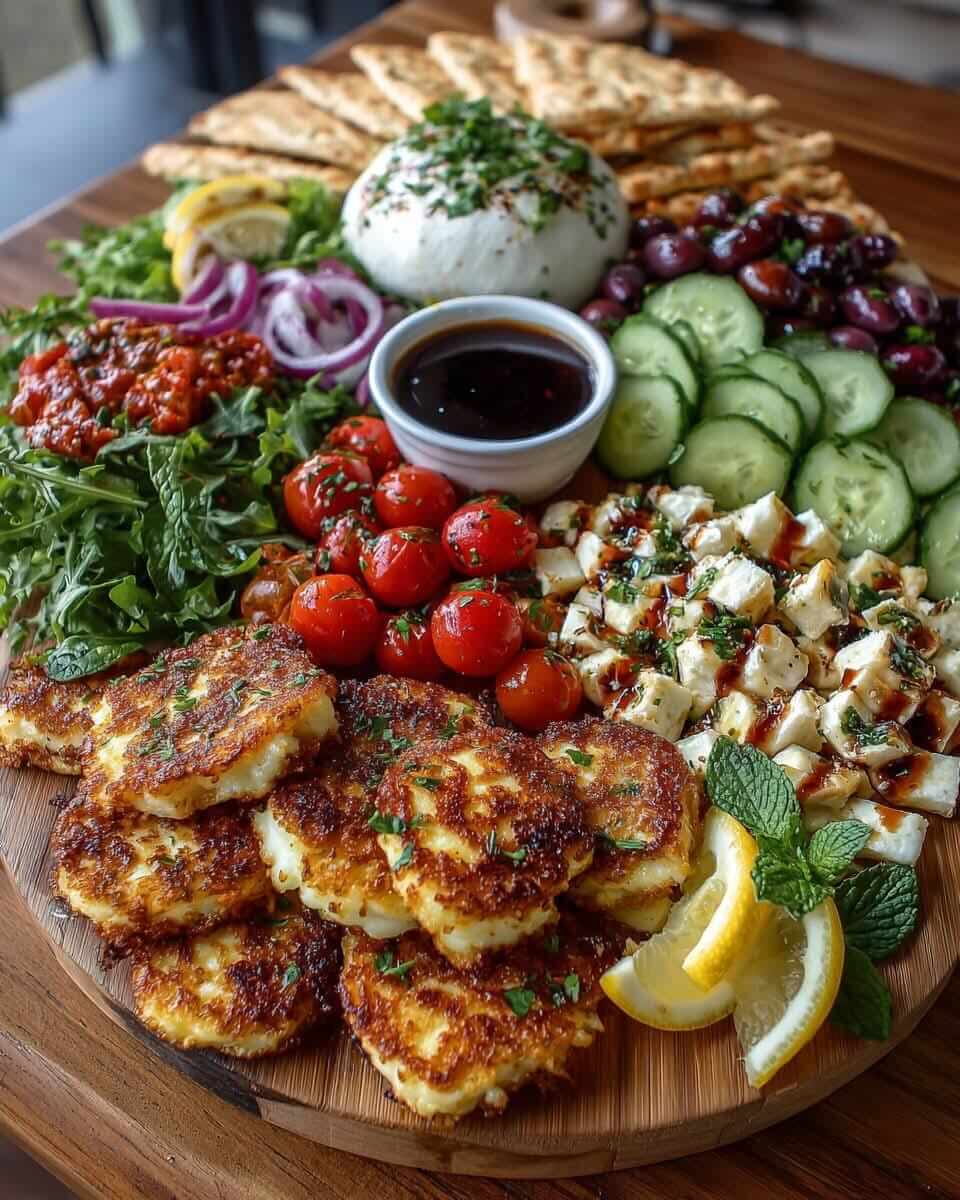 Mediterranean Burrata & Greek Halloumi Mezze Grazing Board 1