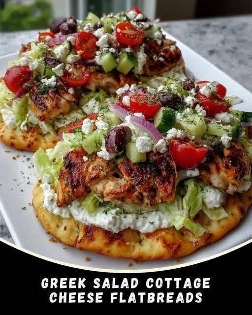Greek Salad Cottage Cheese Flatbreads 1