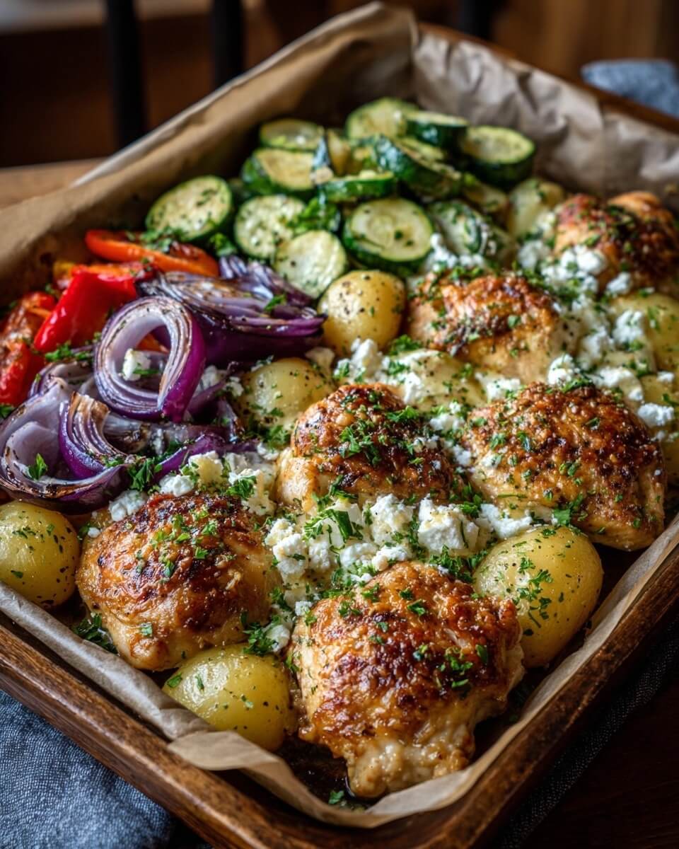 Mediterranean Sheet-Pan Lemon Chicken with Roasted Vegetables & Yogurt Sauce 1