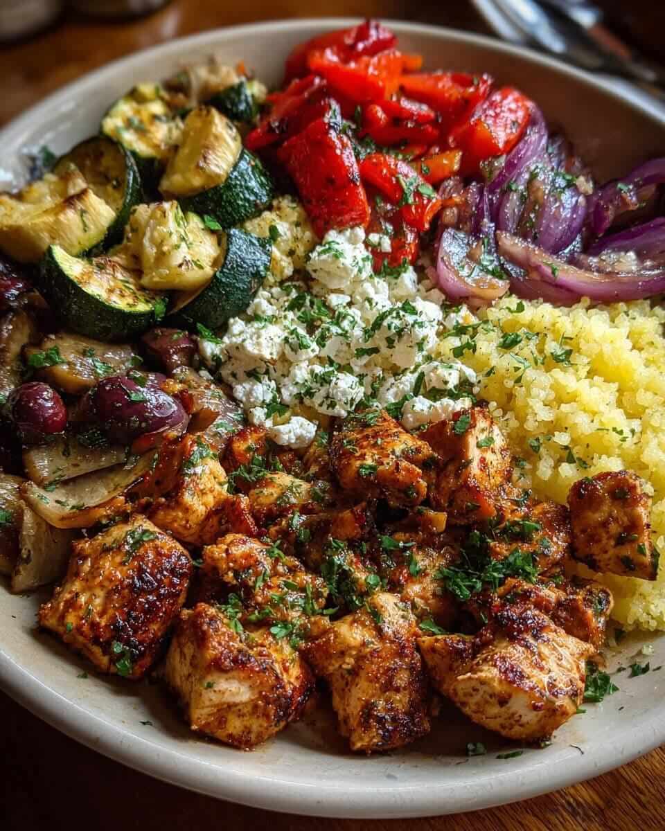Mediterranean Greek Chicken Bowls with Roasted Veggie Mix 1