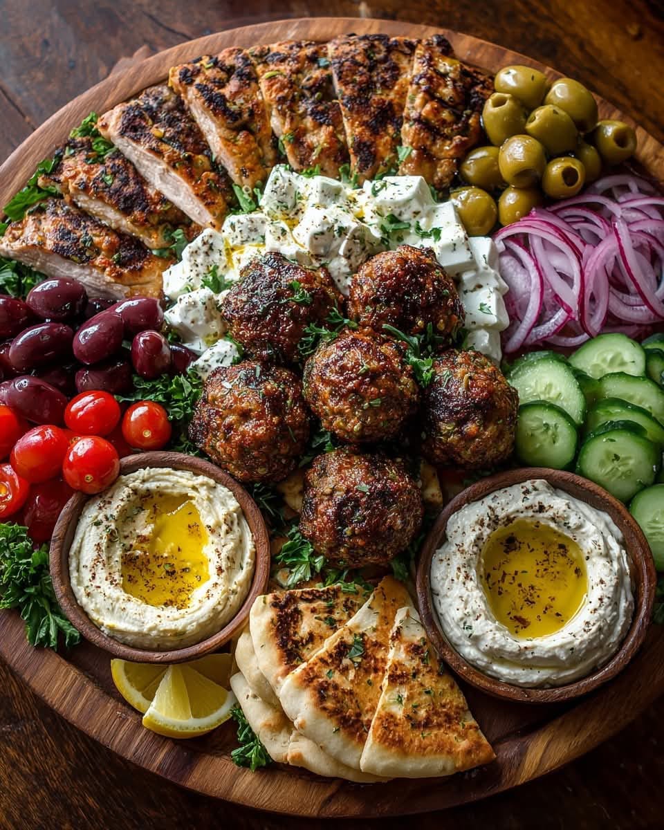 Mediterranean Burrata & Greek Turkey Mezze Grazing Board 1