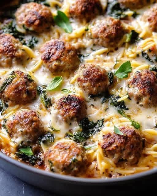 Mediterranean Baked Orzo and Meatballs 1