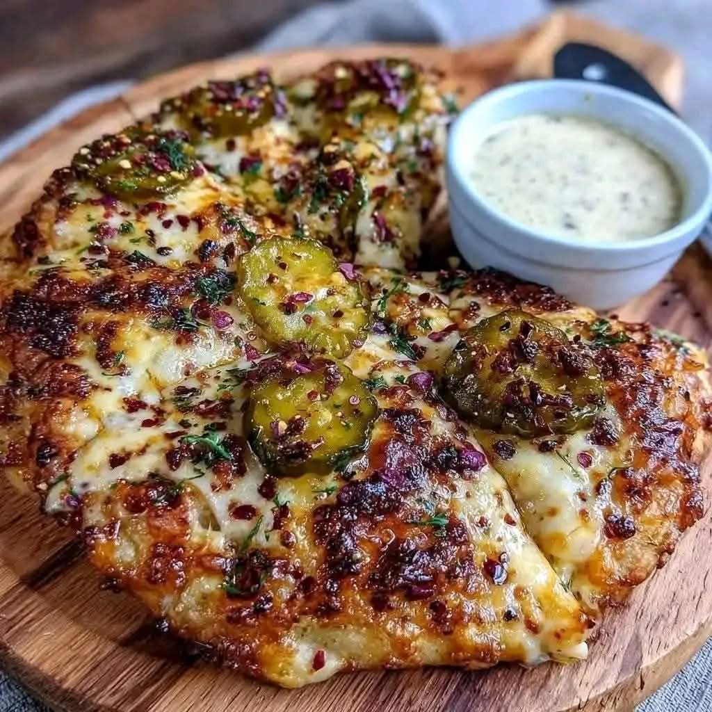 Mediterranean Pickle Pizza with Ranch & Cheese 1