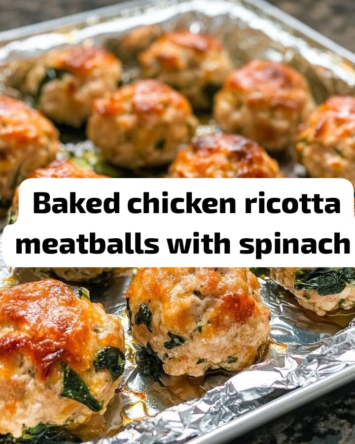 Baked Chicken Ricotta Meatballs with Spinach 1