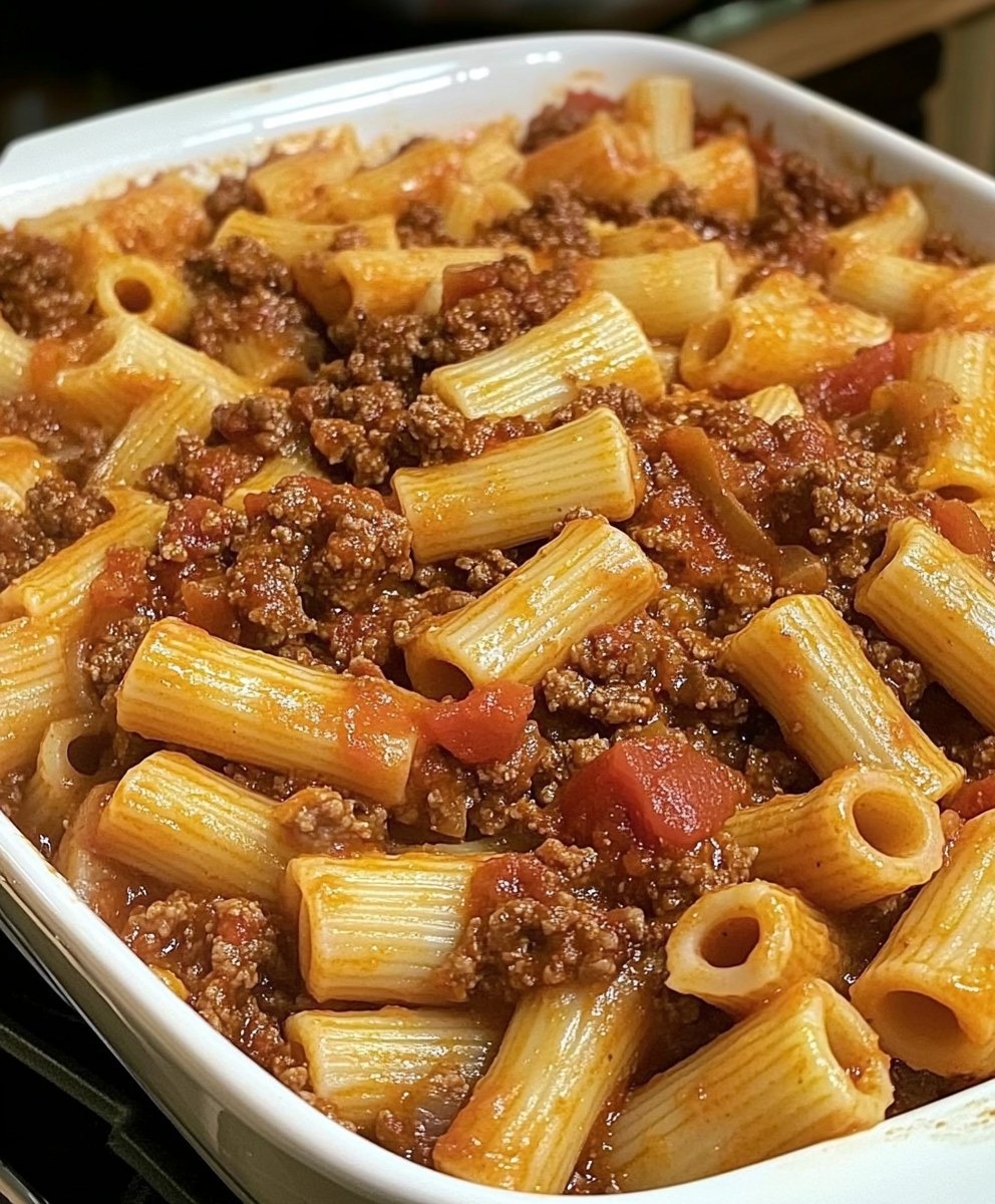 Mediterranean Beefy Rigatoni Bolognese Bake 1