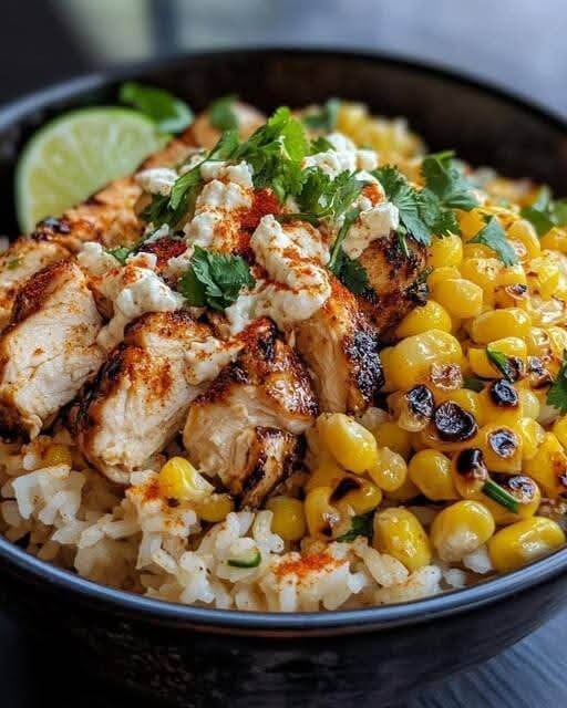 Mediterranean High-Protein Street Corn Chicken Rice Bowl 1