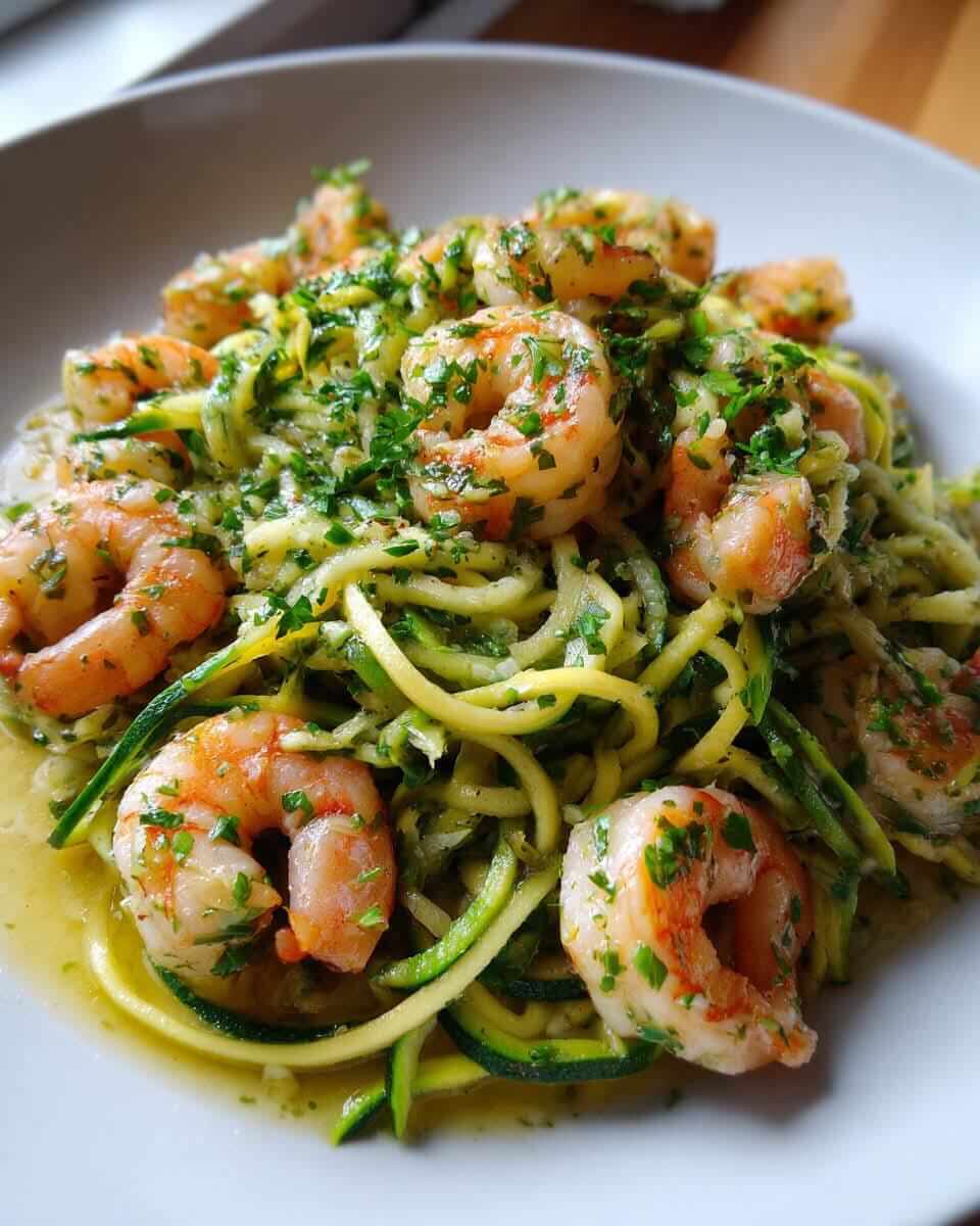 Mediterranean Garlic Shrimp with Zucchini Noodles 1