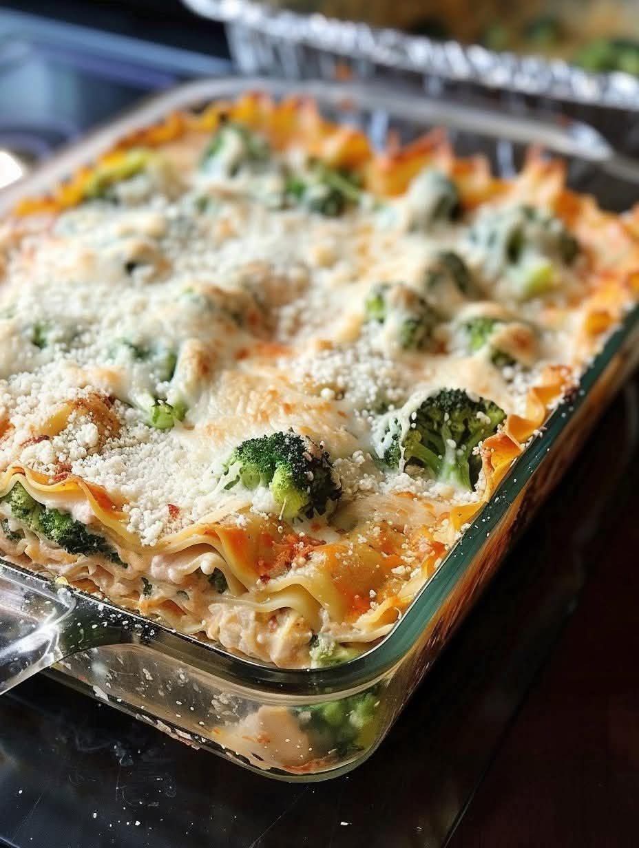Mediterranean Chicken and broccoli lasagna 1