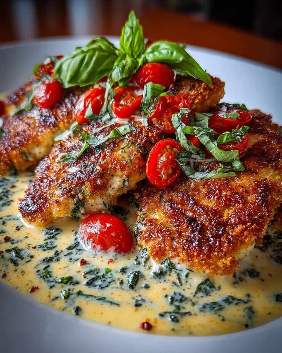 Mediterranean Italian Basil Chicken Cutlets with Tomato and Creamy Mozzarella Sauce 1