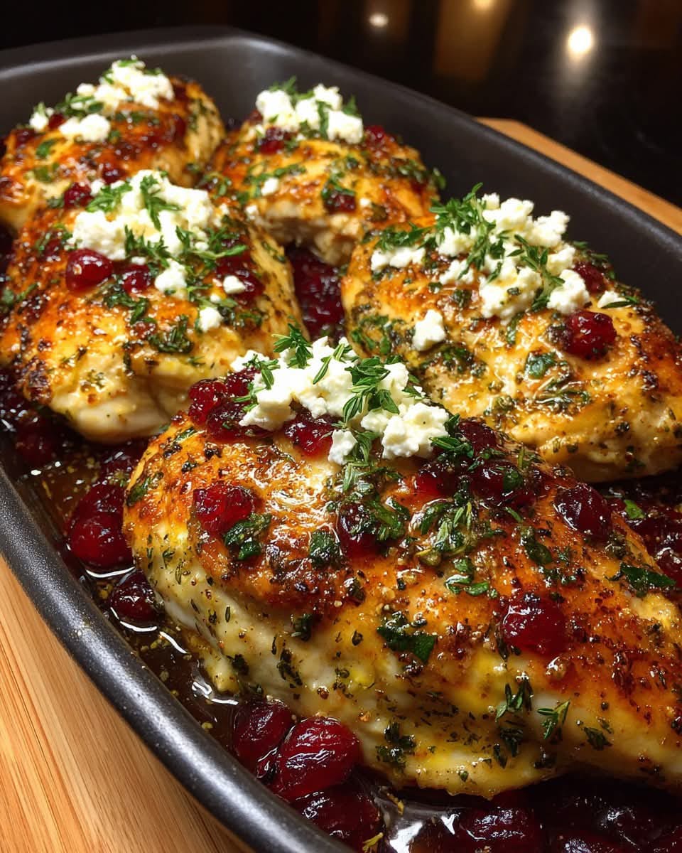 Mediterranean Honey Cranberry Chicken Bake with Feta Cheese 1