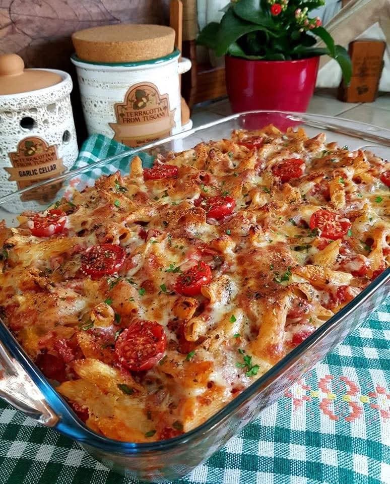 Mediterranean Baked Penne with Pancetta and Mozzarella 1