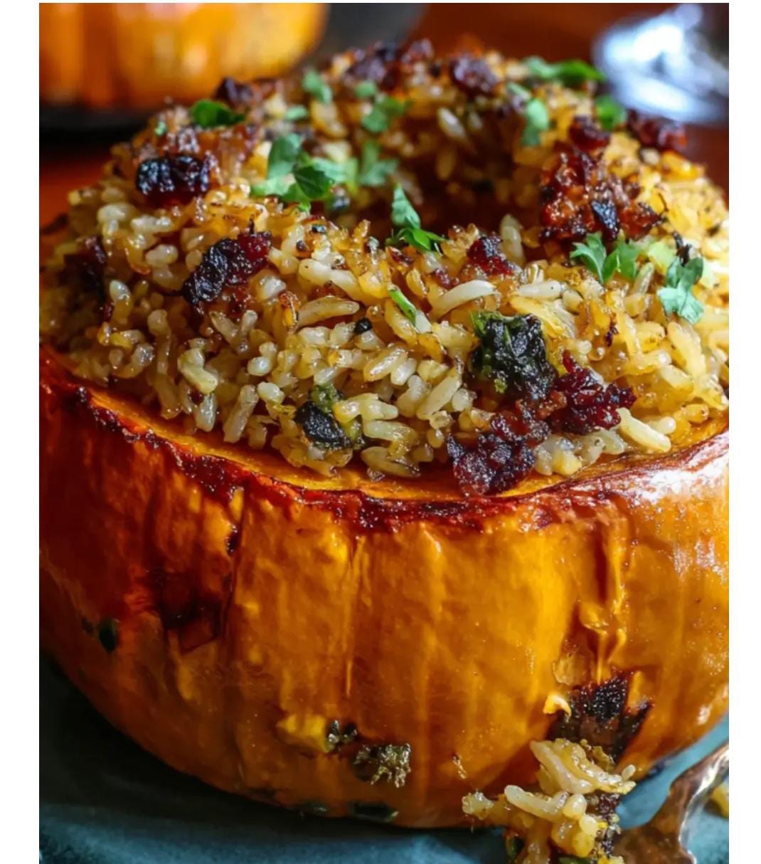 Mediterranean Roasted Stuffed Pumpkin Rice 1