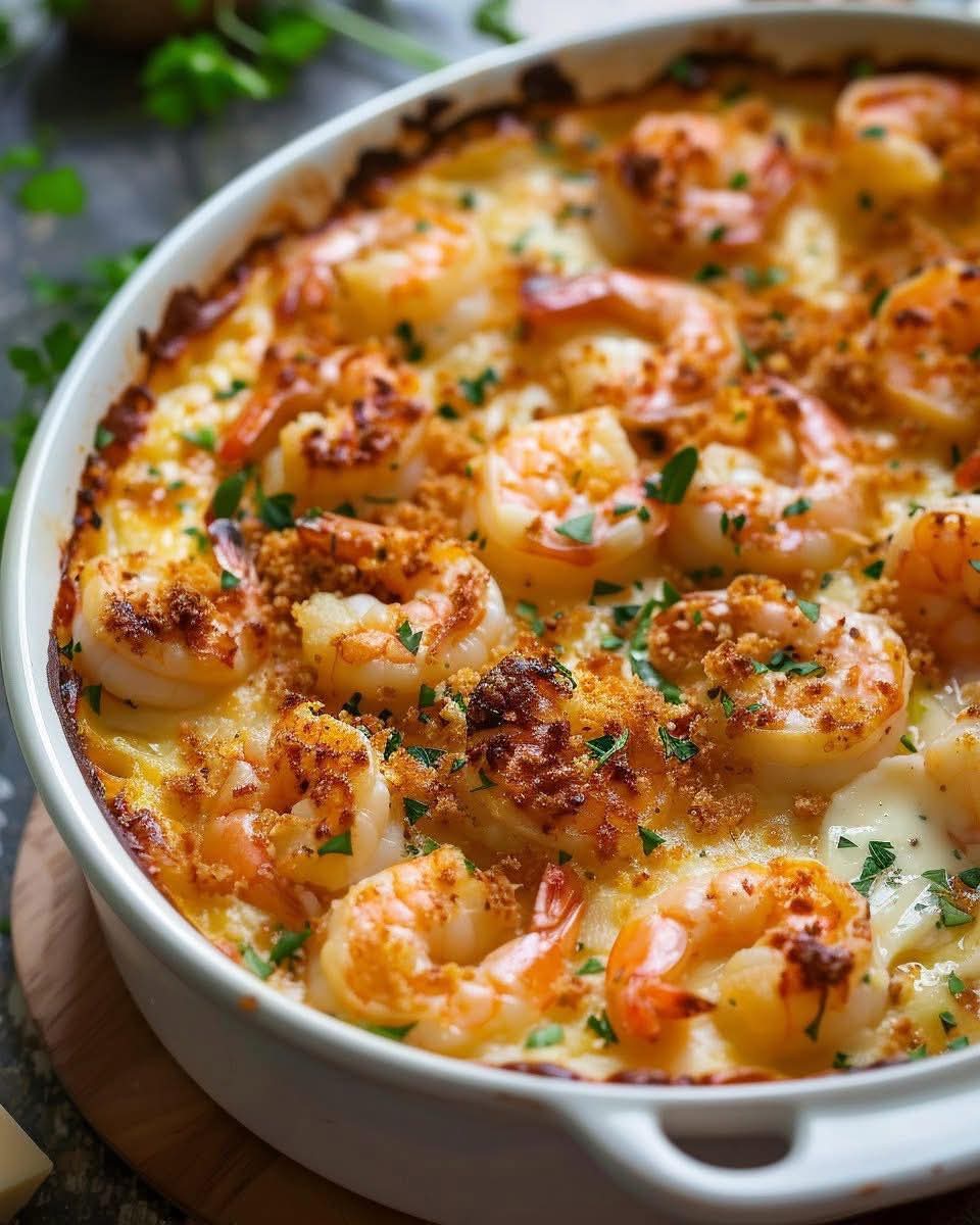 Mediterranean cheesy shrimp bake 1