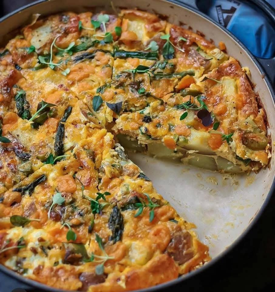 Mediterranean Double Cheese Potato Asparagus & Leek Frittata 1