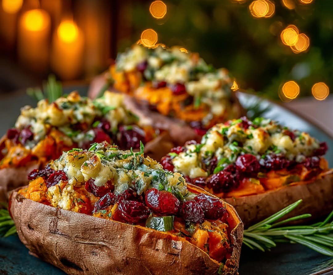 Mediterranean Holiday Harvest Sweet Potatoes Stuffed With Turkey Cranberries And Herb Butter Magic 1