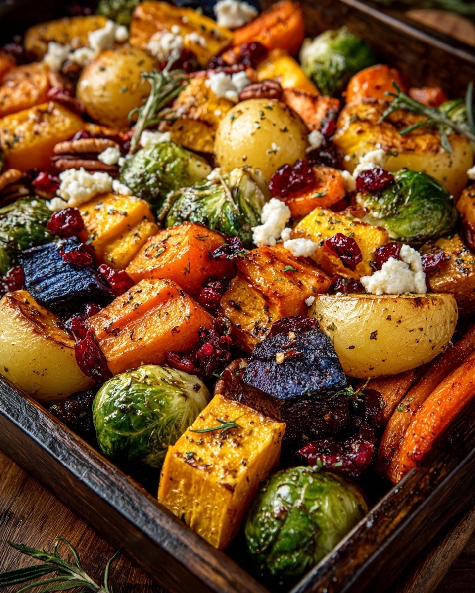 Mediterranean Caramelized Pumpkin, Carrots, Brussels Sprouts & Yukon Potatoes with Feta, Pecans & Cranberry-Honey Glaze 1