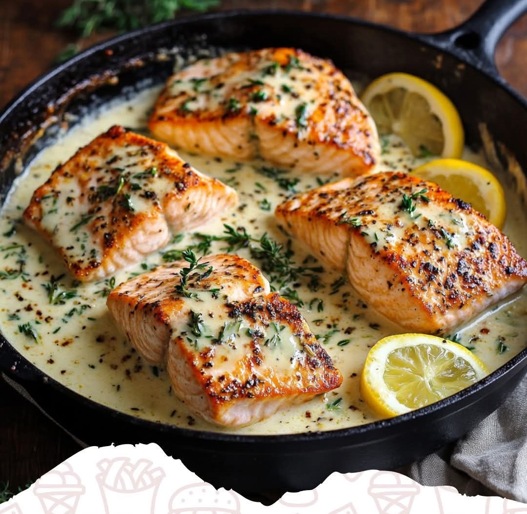 Mediterranean Rich and Creamy Garlic Herb Salmon Skillet 1