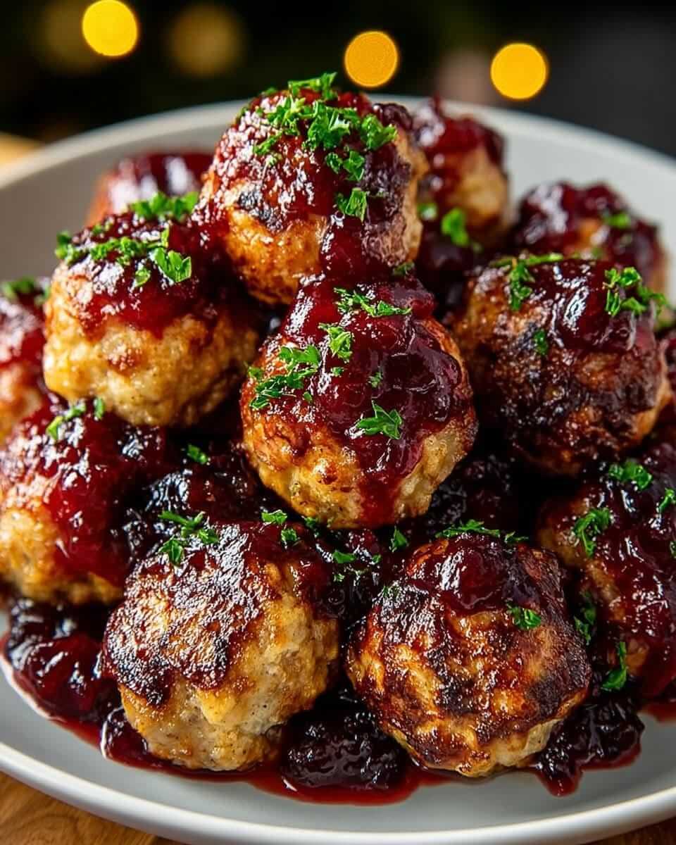 Mediterranean Quick Christmas Cranberry Chicken Meatballs 1