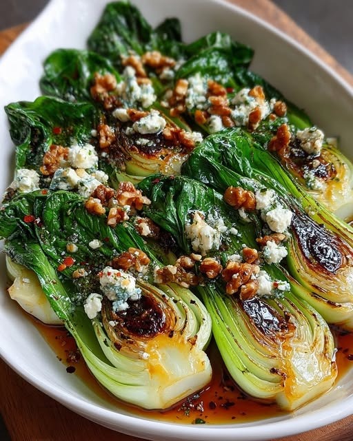 Mediterranean Caramelized Garlic Bok Choy with Feta, Walnuts & Hot Honey Drizzle 1