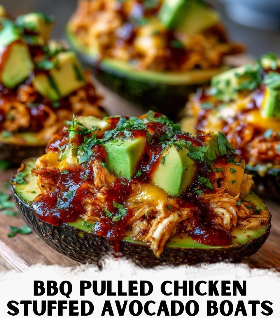 Mediterranean BBQ Pulled Chicken Stuffed Avocado Boats 1