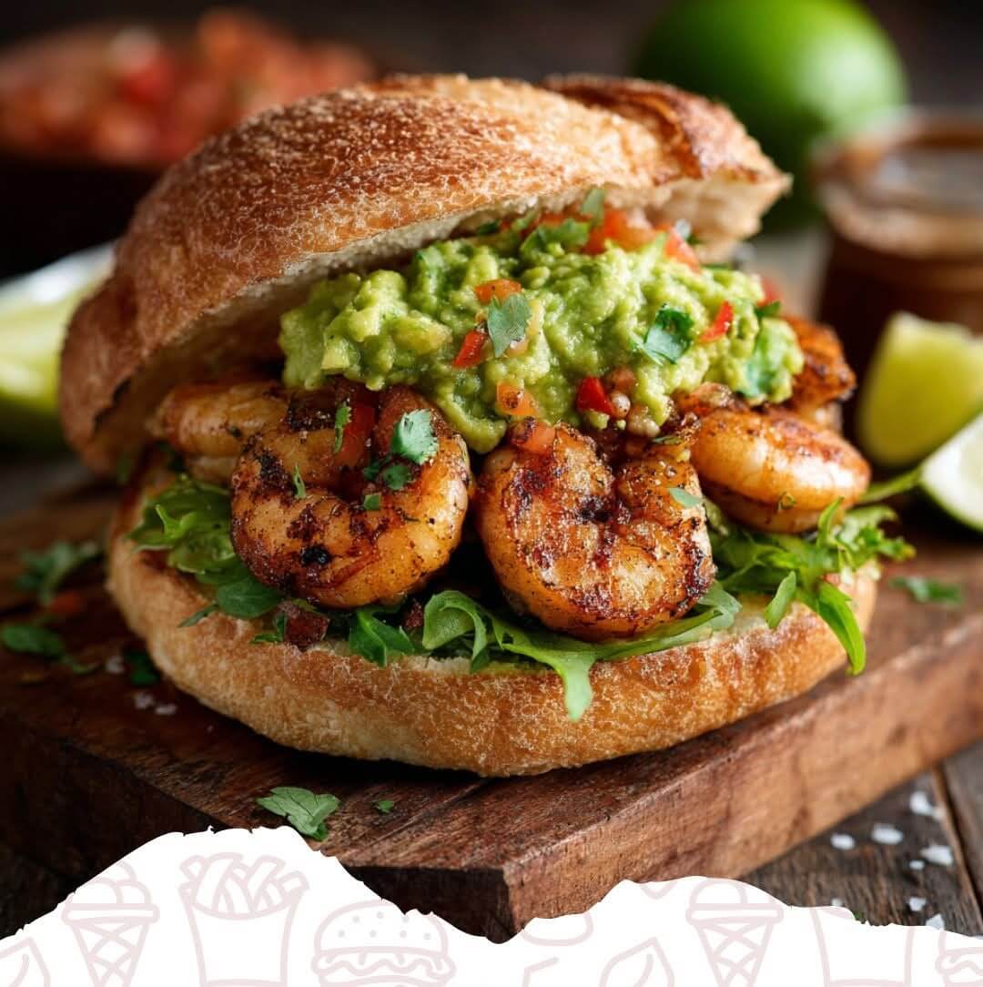 Mediterranean Homemade Shrimp Burger With Guacamole 1