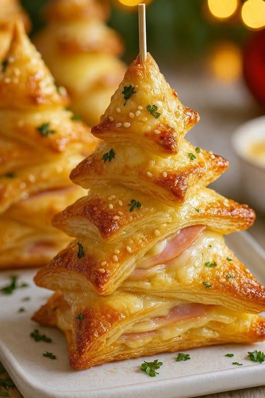Ham and Cheese Holiday Puff Pastry Trees 1