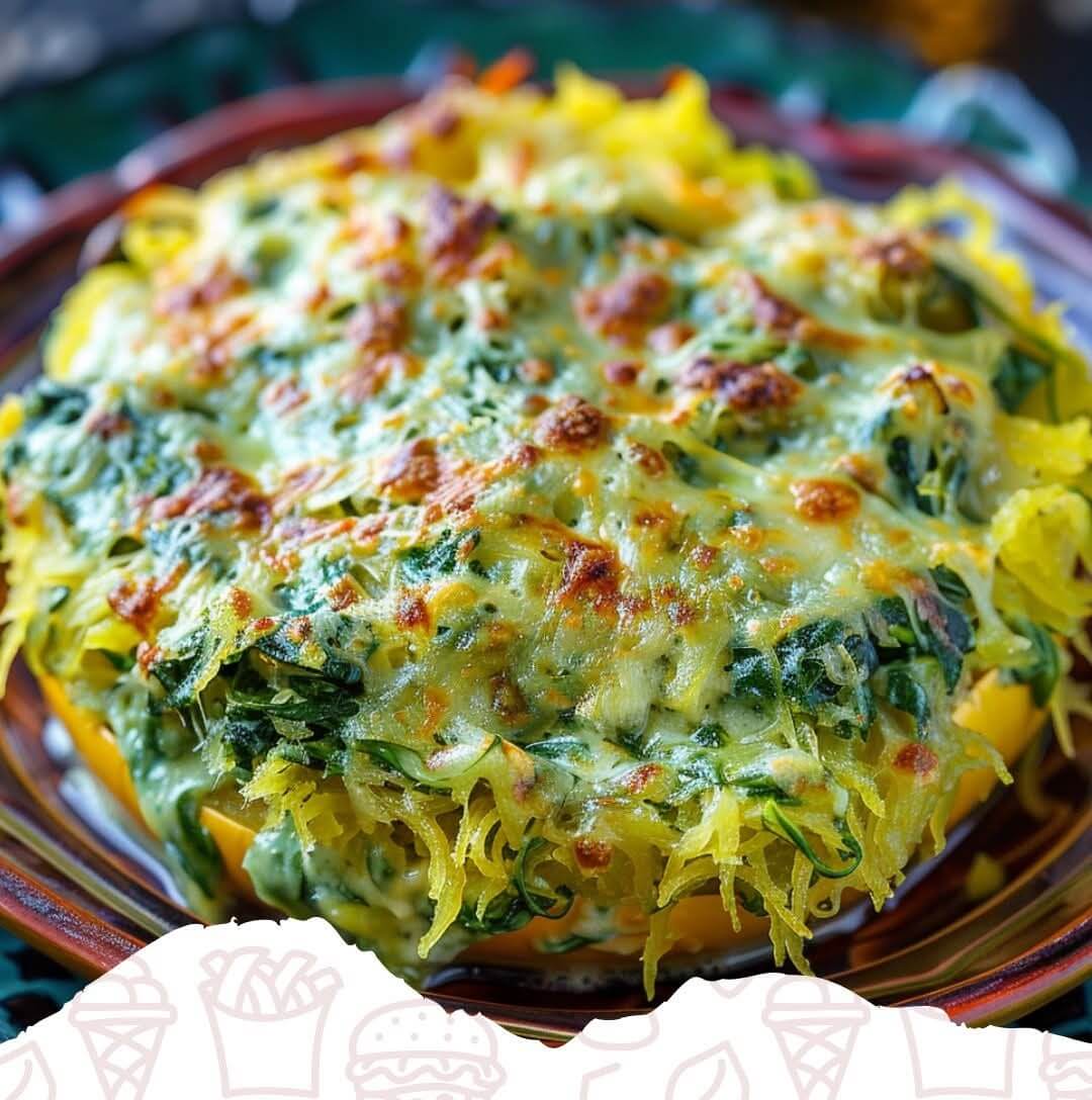 Mediterranean Full Moon Cheesy Spinach Spaghetti Bake 1