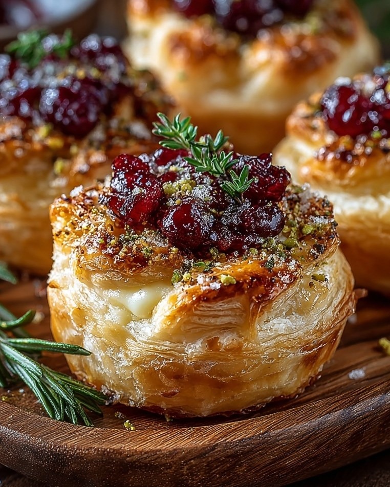 Brie & Cranberry Mini Wreath Tartlets with Pistachio Sparkle 1