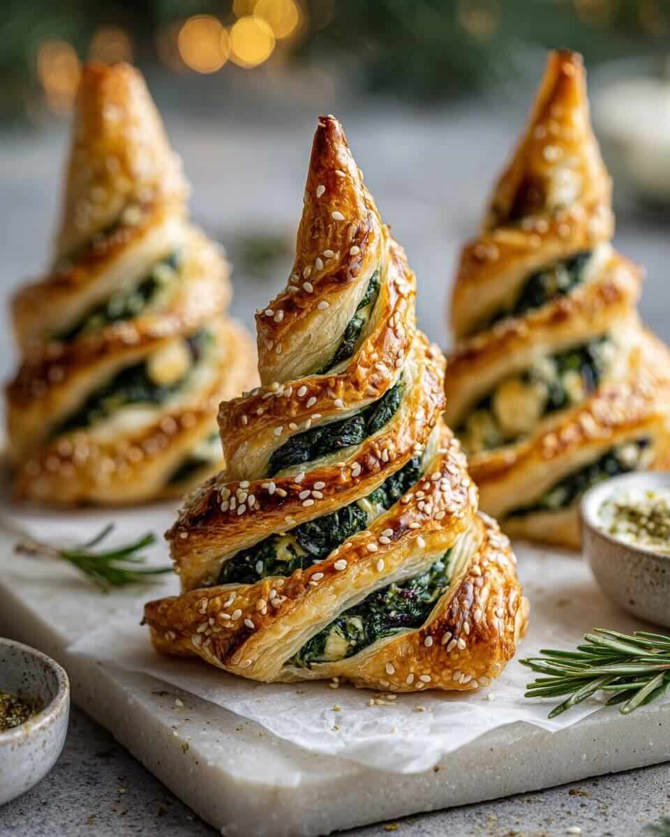 Mediterranean Spinach, Feta & Cranberry Puff Pastry Christmas Trees 1